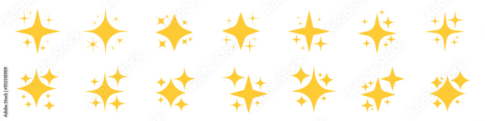 Sparkle star icon set. Yellow star burst symbol. Shine icons. Stars sparkle vector illustration. Sparkle star icon set. Yellow star burst symbol. Shine icons. Stars sparkle vector illustration.