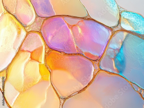 Colorful soap bubbles texture background, rainbow reflections pattern, floating soft focus