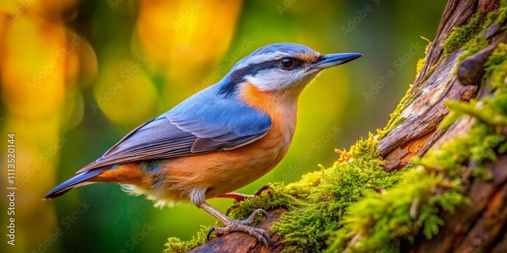 Aerial Nuthatch on Tree Trunk, Bird Photography, Wildlife, Nature Aerial Nuthatch on Tree Trunk, Bird Photography, Wildlife, Nature