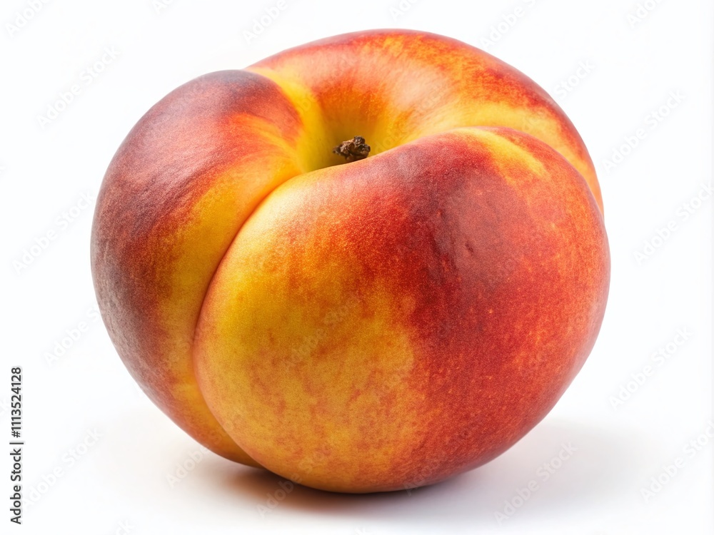 Fresh Peach Isolated on White - AI Photo with Copy Space Fresh Peach Isolated on White - AI Photo with Copy Space