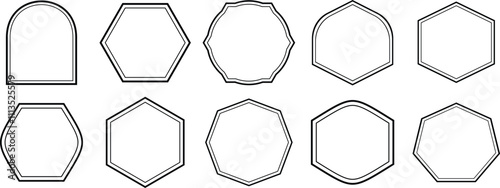 Abstract and basic shapes collection. Vector basic shape. Polygonal trendy minimalist basic figure elements, lines, circles, hexagon flat style. 