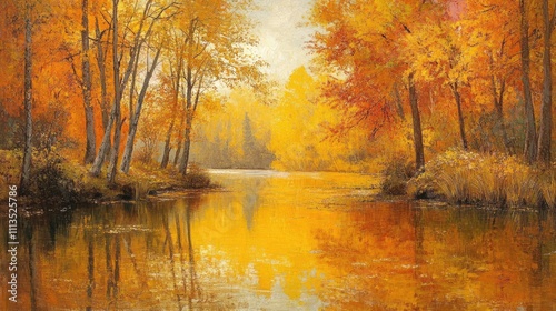 Wallpaper Mural A stunning lake surrounded by golden autumn foliage, reflecting the seasonal beauty of nature's artistry Torontodigital.ca