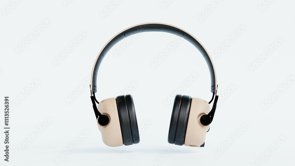 Fototapeta premium Realistic 3D gaming headset with a sleek over-ear design and detachable microphone. Perfect for e-commerce, branding, advertising, and presentations. High-resolution, modern, and professional visuals