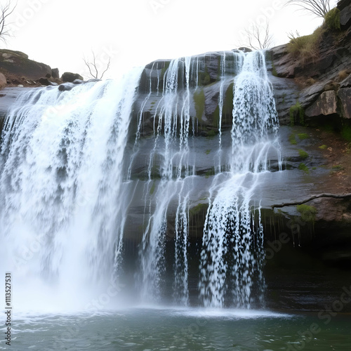 Majestic Waterfall Cascading in a Serene Natural Landscape