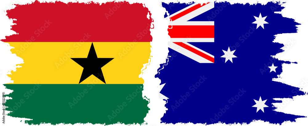 Australia and Ghana grunge flags connection, vector Australia and Ghana grunge flags connection, vector