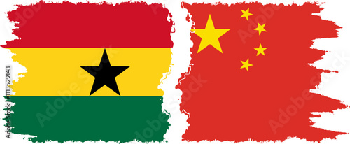 China and Ghana grunge flags connection, vector