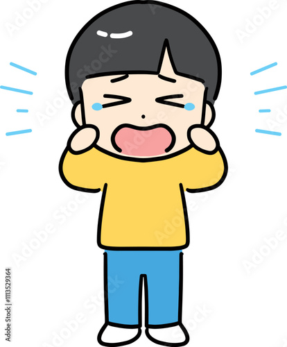 えーんと泣いている男の子のイラスト