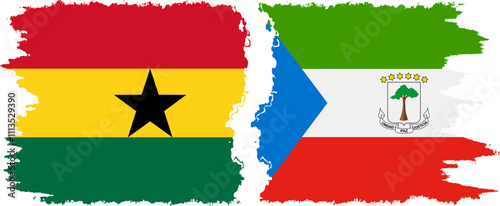 Equatorial Guinea and Ghana grunge flags connection, vector