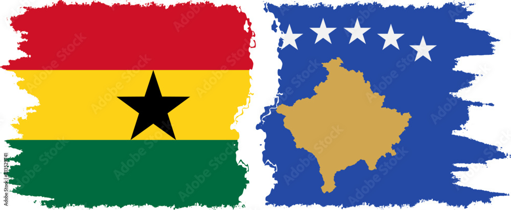 Kosovo and Ghana grunge flags connection, vector Kosovo and Ghana grunge flags connection, vector