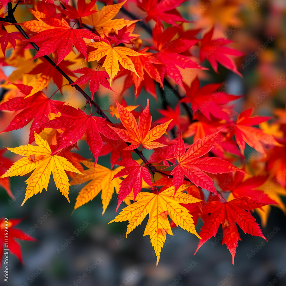 Vibrant Autumn Maple Leaves Showcasing Nature's Beauty with AI Vibrant Autumn Maple Leaves Showcasing Nature's Beauty with AI