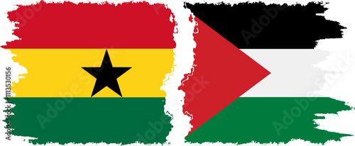 Palestine and Ghana grunge flags connection, vector