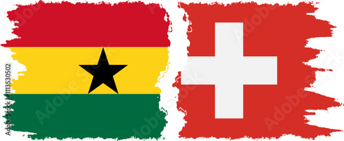 Switzerland and Ghana grunge flags connection, vector