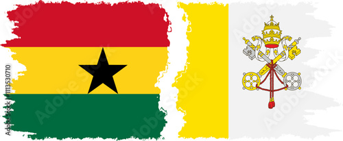 Vatican and Ghana grunge flags connection, vector