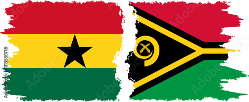 Vanuatu and Ghana grunge flags connection, vector