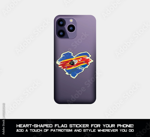 Heart-shaped Angola flag sticker – the perfect accent for your phone! Showcase your pride and style with this vibrant patriotic design.