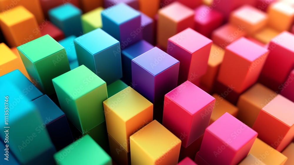 Abstract colorful blocks pattern, 3d render. Abstract colorful blocks pattern, 3d render.