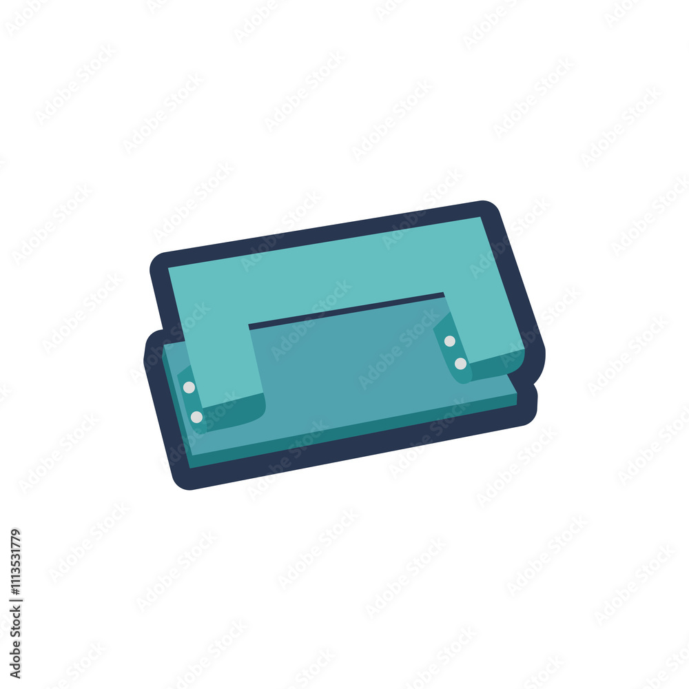 Perforator Flat Icon, School and Office Stationery Icons with Soft Pastel Colors Perforator Flat Icon, School and Office Stationery Icons with Soft Pastel Colors