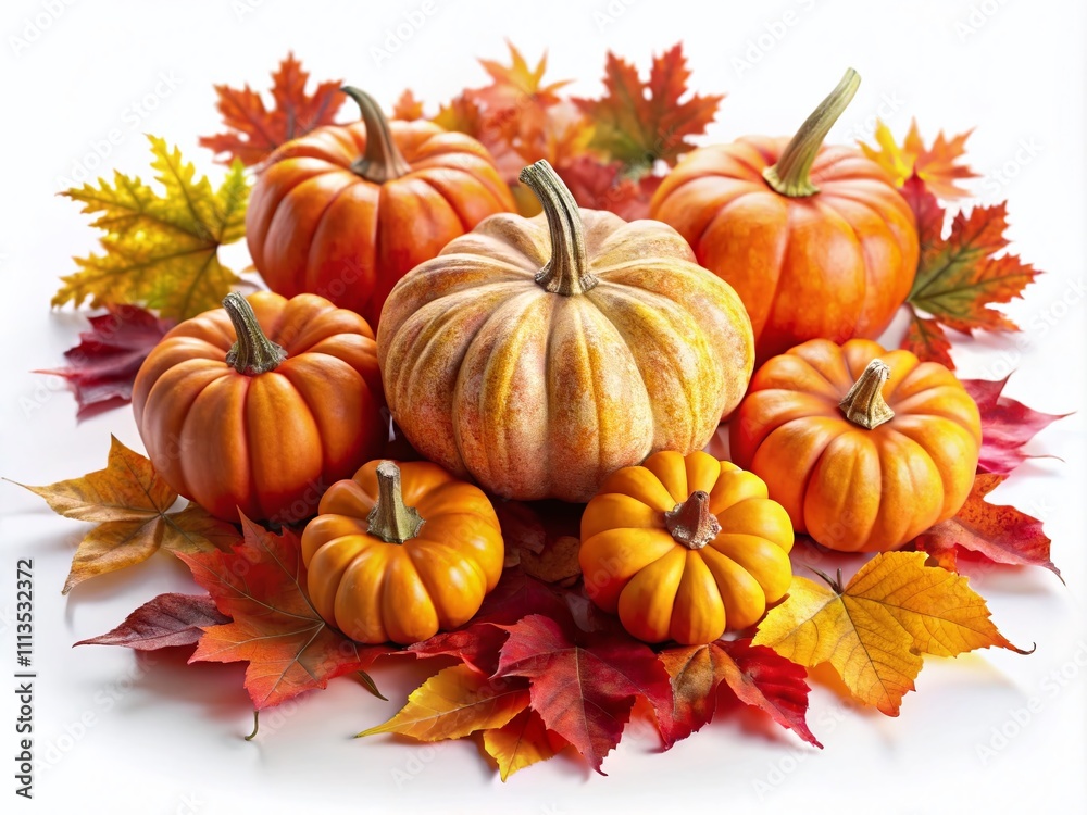 Surreal Pumpkins with Leaves, Artistic Photography, Fantasy Still Life Surreal Pumpkins with Leaves, Artistic Photography, Fantasy Still Life