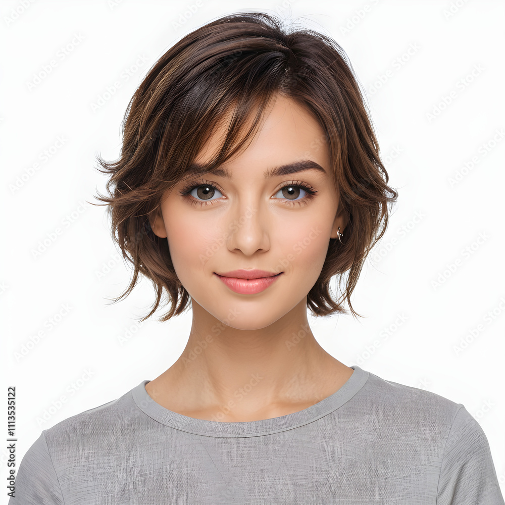 arafed woman with short hair and a gray shirt posing for a picture
arafed woman with short hair and a gray shirt posing for a picture