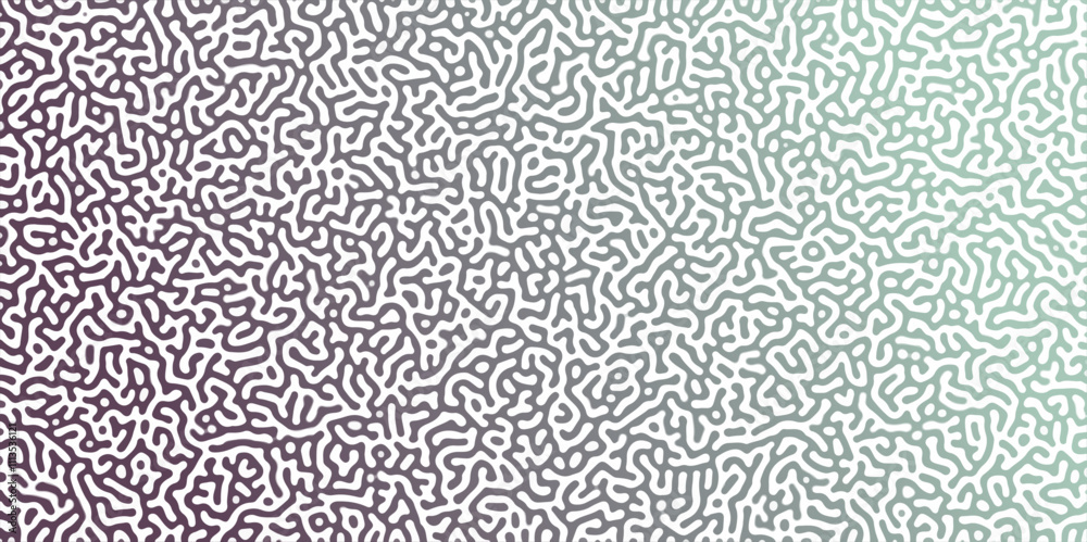 Abstract Reaction-diffusion Turing pattern natural texture green, purple gradient color scheme. Linear design with biological shapes. Organic lines Memphis. abstract truing organic wallpaper design.	