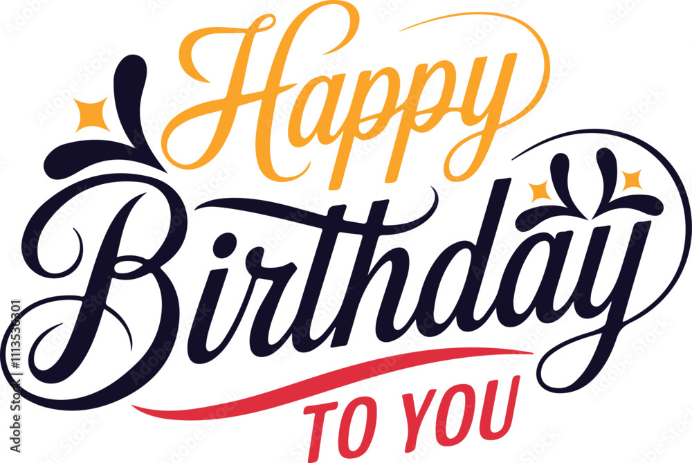 Obraz premium Happy Birthday Greeting Card with Typography