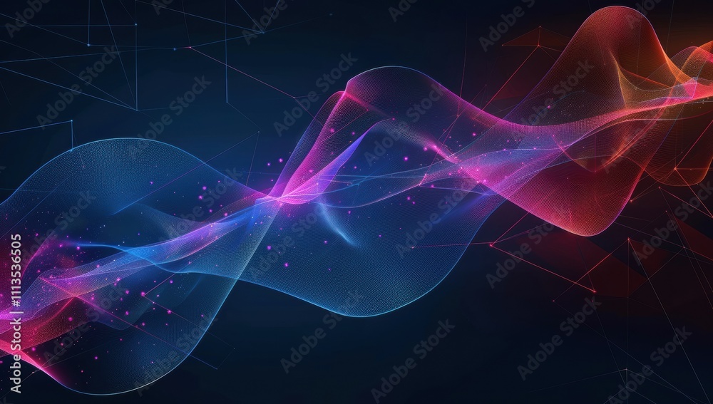 A colorful wave of light with blue, red and pink colors A colorful wave of light with blue, red and pink colors
