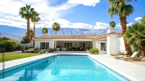 Wallpaper Mural Luxury Villa with Pool and Mountain View Torontodigital.ca