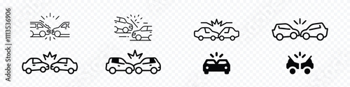 accident icon, broken cars, Crashed Cars icon set, Car crash, collision or road accident thin line icon. car accident icon. 