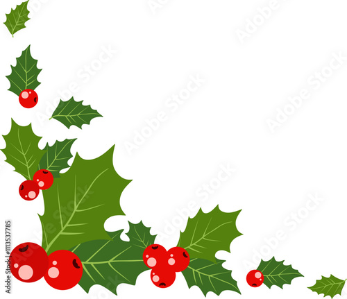 Holly Leaves and Berries Corner
