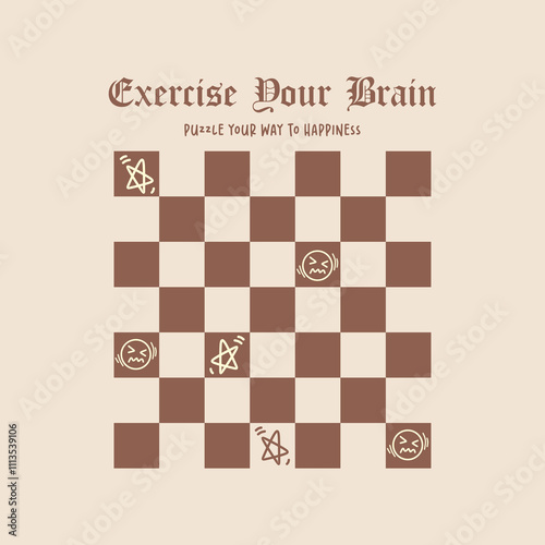 Exercise your brain slogan typography. Vector illustration design for fashion graphics, t shirt prints, tees, posters, stickers.