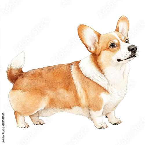 Cardigan Welsh Corgi Dog Watercolor Cute And Playful Illustration