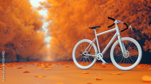 Wallpaper Mural White bicycle stands out against the orange background with minimalist design. Torontodigital.ca
