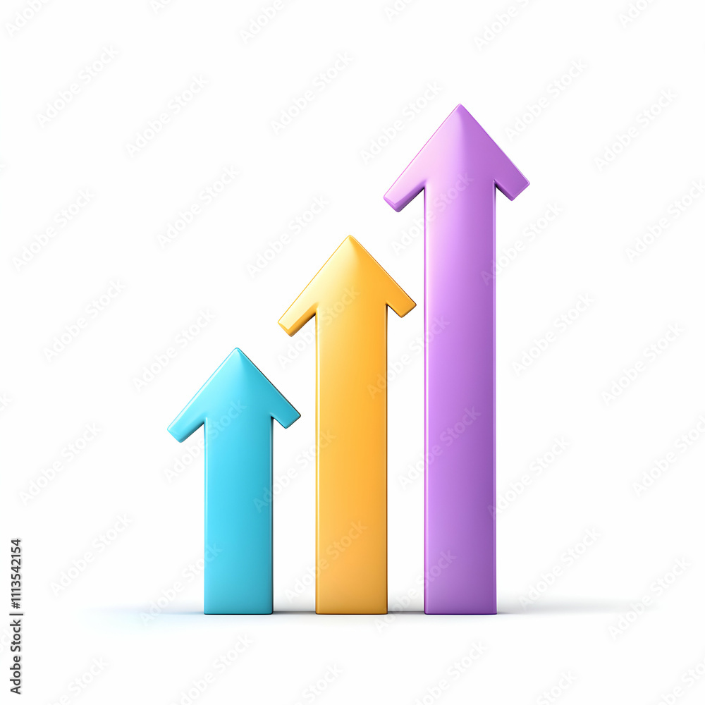 Colorful 3D arrows symbolizing growth and progress. Colorful 3D arrows symbolizing growth and progress.