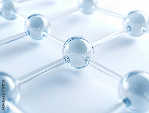 Abstract molecular structure on white background.