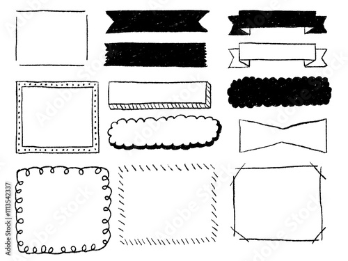手描きあしらいセット　フレーム　鉛筆