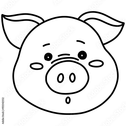 Hand drawn doodle sketch pig style outline