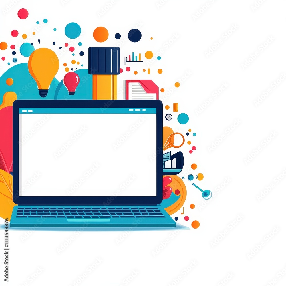 A laptop with a white background A laptop with a white background