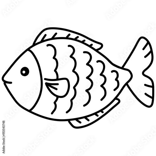 Canvas Print Hand drawn doodle sketch fish style outline