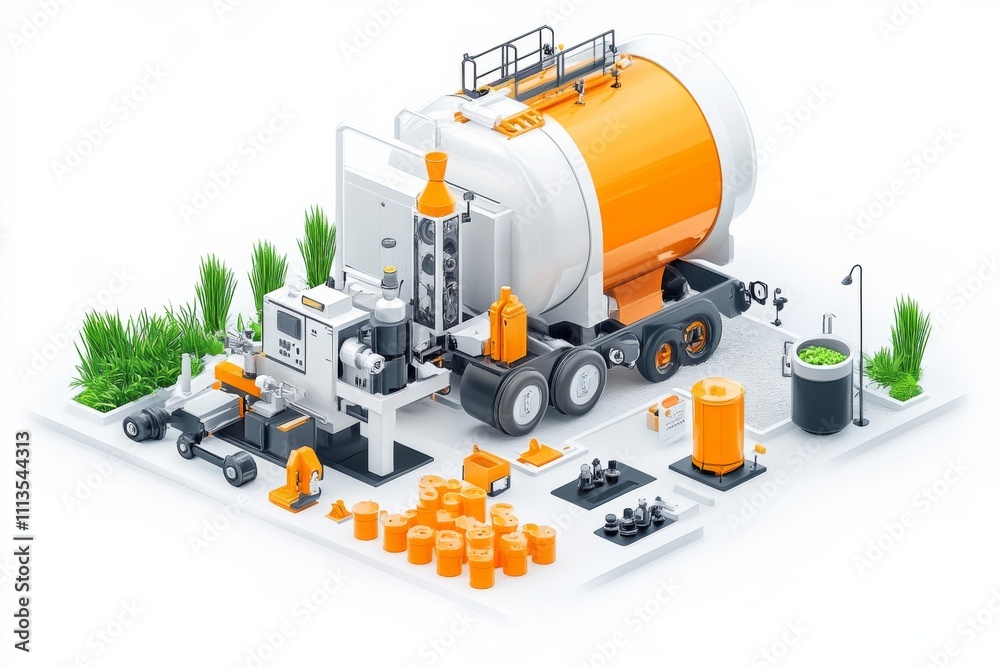 Detailed construction site setup featuring a concrete mixer with equipment, tools, and materials for construction projects Detailed construction site setup featuring a concrete mixer with equipment, tools, and materials for construction projects
