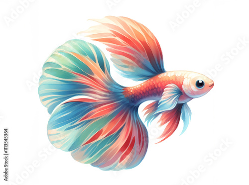 Watercolor Guppies fish pecies on white background photo