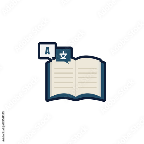 translator book icon, learn language icon, book and dictionary icon