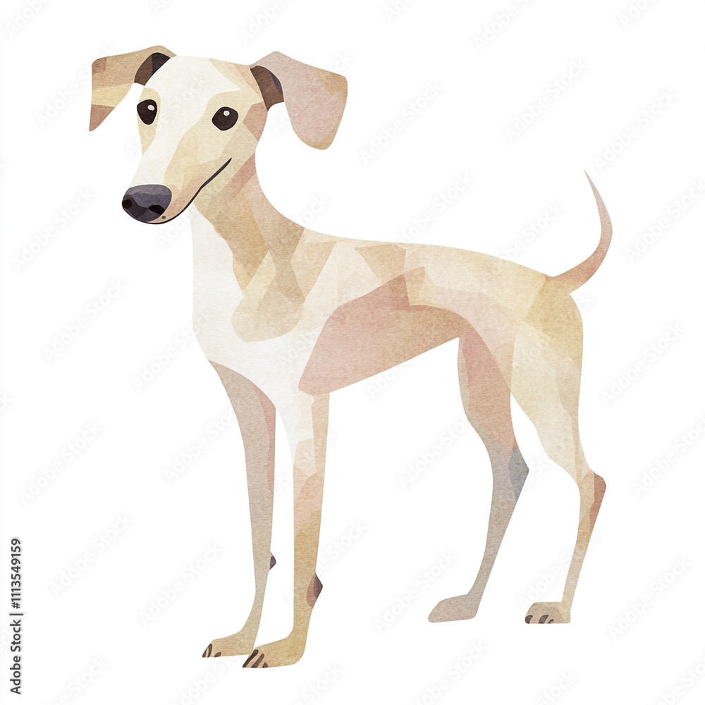 Simple Greyhound Dog Watercolor Illustration With