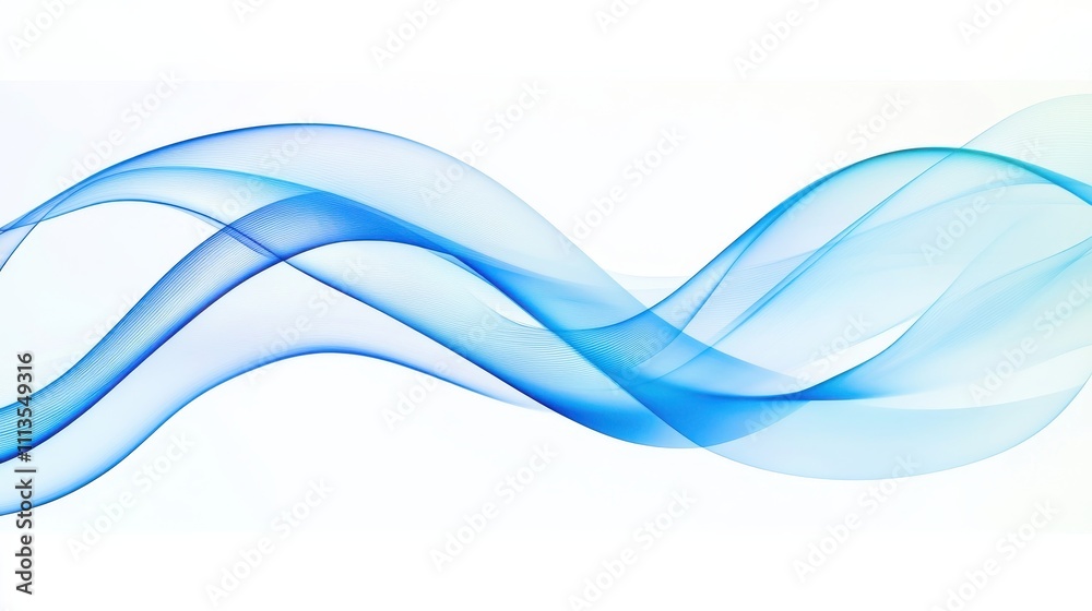 Fototapeta premium Soft Transparent Waves in Blue Tones on a Light Background