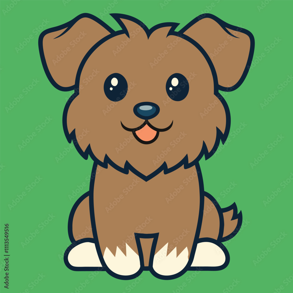 Fototapeta premium Cute Cartoon Snorkie Dog Sitting Clipart Illustration