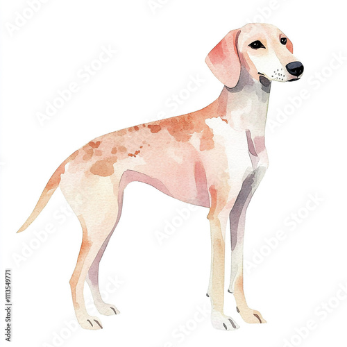 Simple Plott Hound Dog Watercolor Illustration for Pet Lovers and Animal Enthusiasts photo