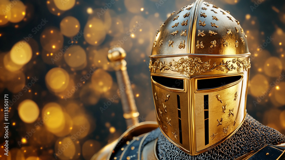 Stunning 3D Render of a Knight in High Detail with Golden Armor Stunning 3D Render of a Knight in High Detail with Golden Armor