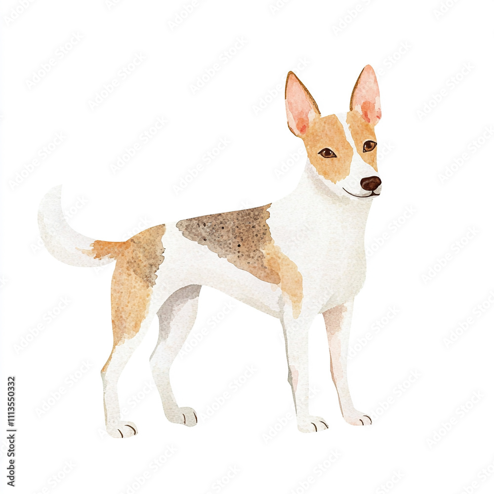 Beautiful Watercolor Painting of a Simple Smooth Fox Terrier Dog Beautiful Watercolor Painting of a Simple Smooth Fox Terrier Dog