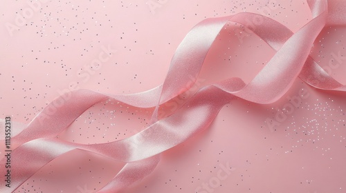 Soft pink ribbon with glittery background for celebration decor and crafts