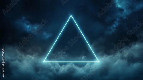 Illuminated neon frame in a misty atmosphere during a night event