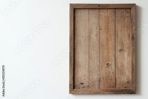 Elegant decorative display with a wooden panel and a vase on a rustic surface